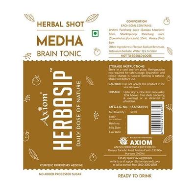 Axiom Herbasip Medha Juice Shots (Pack of 6 X 50 ml) - Ayurvedic Juices