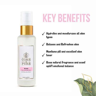 Core & Pure Face and Body Mist - Rose Water 50 ml - Toners