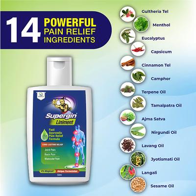Medopharm Supergin Ayurvedic Pain Relief Liniment 50 ml - Pain Relief Oil