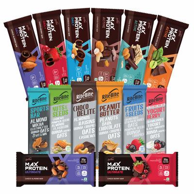 Max Protein & RiteBite Assorted Bar (Pack of 14) - Nutritional Bars