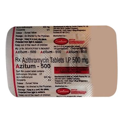 AZITUM 500 Tablet 3's - Bacterial Infections-Mac