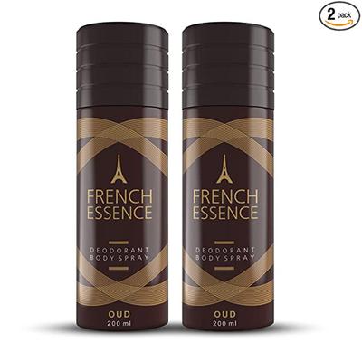 French Essence Deodorant Body Spray - Oud - Pack of 2 x 200 ml - Perfumes (Edt/Edp)