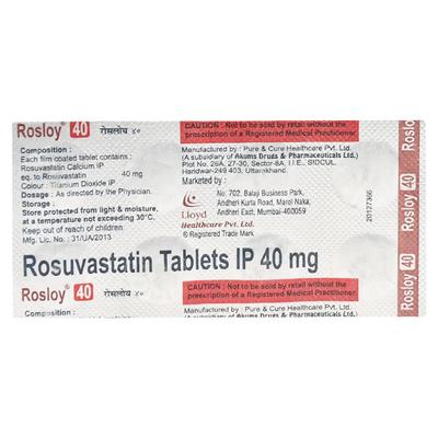 ROSLOY 40mg Tablet 10's - High Cholesterol-Dys