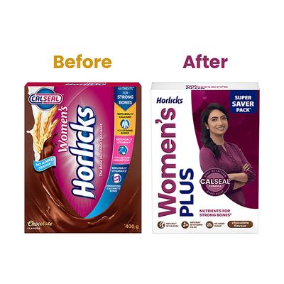 Women's Plus Horlicks No Added Sugar Powder - Chocolate Flavour 400 gm (Refill Pack) - Daily Health Drinks