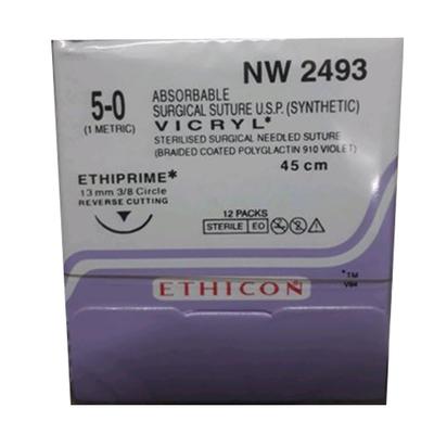 Johnson & Johnson Ethicon Vicryl Absorbable Surgical Suture (5-0) (45 cm) (NW2493) 1's - Sutures