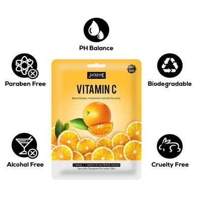 Jaquline USA Vitamin-C Sheet Mask 25 gm - Sheet Masks