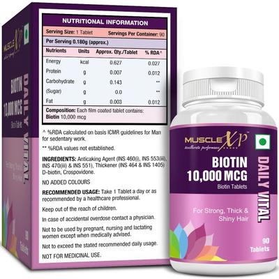 MuscleXP Biotin 10,000 MCG Daily Vital Tablet 90's - Hair & Skin