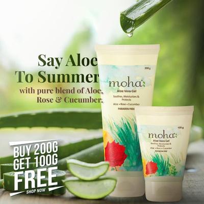 Moha Aloe Vera Gel 200 gm + Free Moha Aloe Vera Gel 100 gm - Face Gels