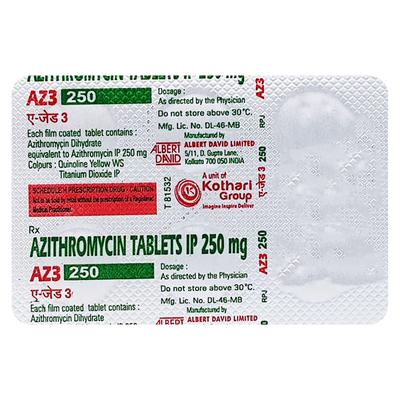 AZ3 250mg Tablet 6'S - Bacterial Infections-Mac