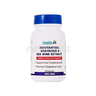 HealthVit Resveratol Grapeseed & Red Wine Extract Capsules 60's - Herbal Dietary Supplement