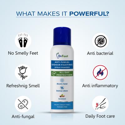 Dr Foot Anti-Fungal Odour Fighting Spray Powder 130 ml - Foot Creams & Lotions