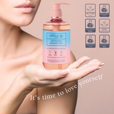 Natural Vibes Activated Shower Gel + Natural Vibes Moisturising Body Lotion 600 ml - Bath Kits & Sets