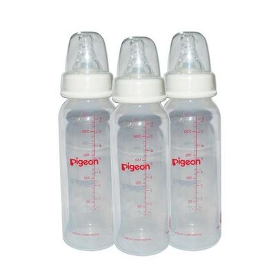 Pigeon Peristaltic Nursing Bottle Rpp Nipple Combo (M) (Pack of 3) - White 240 ml - Feeding & Nursing