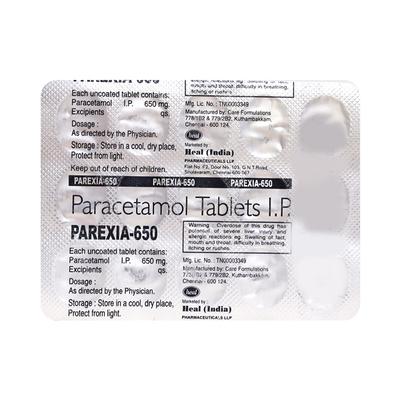 Parexia 650mg Tablet 15'S - Fever-Ana