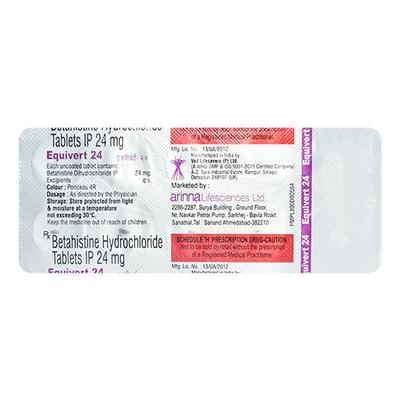 EQUIVERT 24mg Tablet 10's - Vertigo-Ant