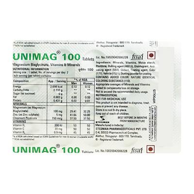 UNIMAG 100 Tablet 10's - Supplements-Vam