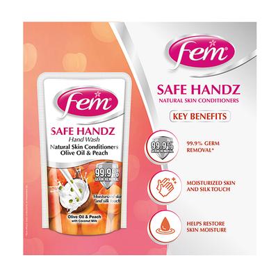Fem Soft Handz Handwash - Olive Oil & Peach 185 ml - Hand Wash & Soaps