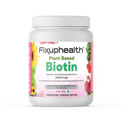 FixUpHealth Plant Based Biotin - Strawberry Flavour 150 gm - Hair & Skin