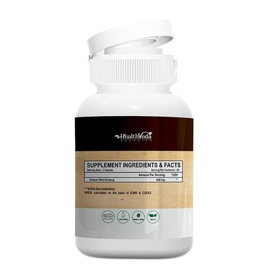 Health Veda Plant Based Korean Red Ginseng 800 mg Veg Capsule 60's - Herbal Dietary Supplement
