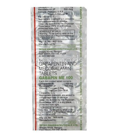 Gabapin ME 100mg Tablet 10'S - Neuropathic Pain-Dru