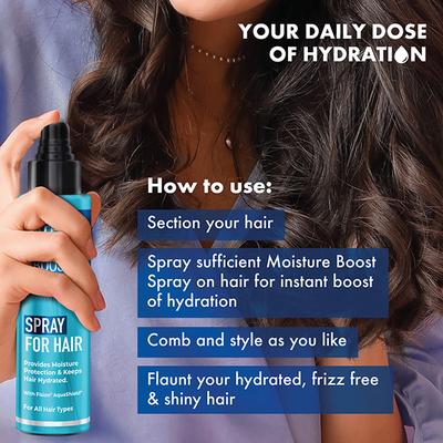 Streax Moisture Boost Spray Hair Serum for Women & Men I Hydrating, Frizz Free , Smooth & Silky finish I With Fision AquaShield 100 ml - Hair Serums