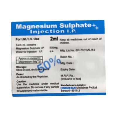 MAGNESIUM SULPHATE (HINDUSTAN) Injection 2ml - Supplements-Ele