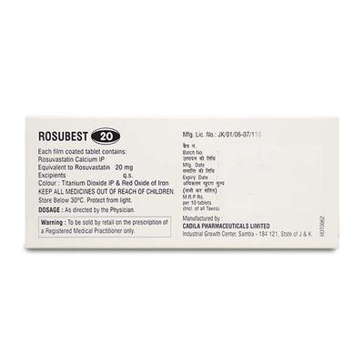 Rosubest 20mg Tablet 10'S - High Cholesterol-Dys