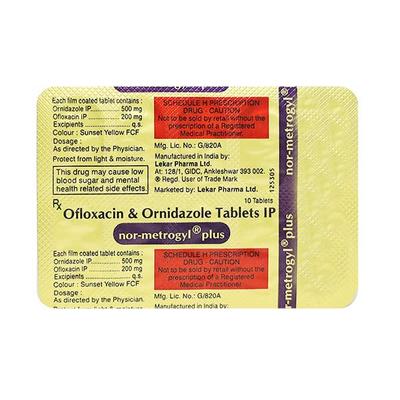 NOR METROGYL PLUS Tablet 10's - Bacterial Infections-Qui