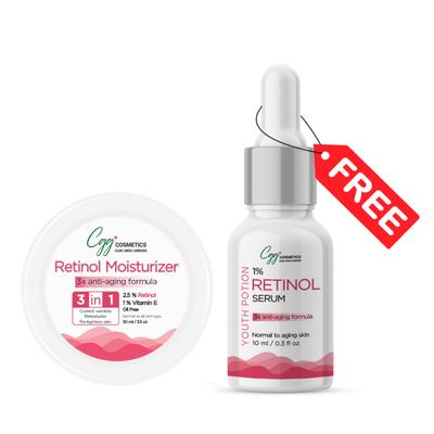 CGG Cosmetics 3 in 1 Retinol Moisturizer 50 ml + Free Retinol Serum 10 ml - Face Moisturizers