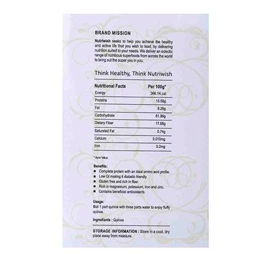 Nutriwish Quinoa Seeds 250 gm - Nutritional Bars