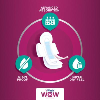 Vwash Wow Maxi Sanitary Napkin (Large) 5s - Sanitary Napkins