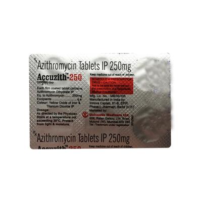 ACCUZITH 250mg Tablet 6's - Bacterial Infections-Mac