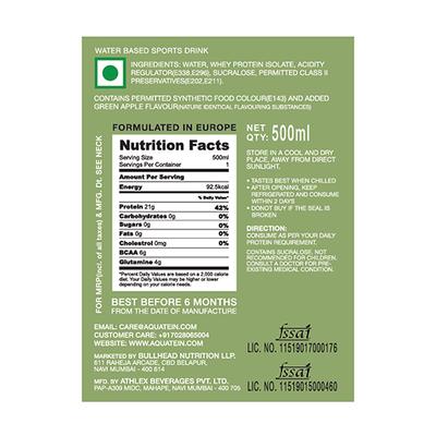 AQUATEIN PRO Protein Water - Strawberry, Orange, Green Apple, Mix Berry Flavour (Pack of 4 x 500 ml) - Workout Essentials