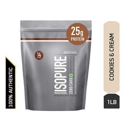 Isopure Zero Carb Protein Powder - Cookies & Cream 1 lb - Workout Essentials