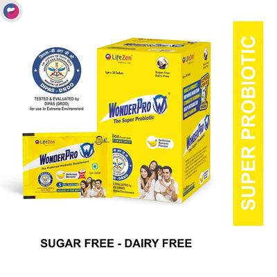LifeZen Wonder Pro Probiotic Powder - Banana (Pack of 30 x 1 gm) - Digestive Health