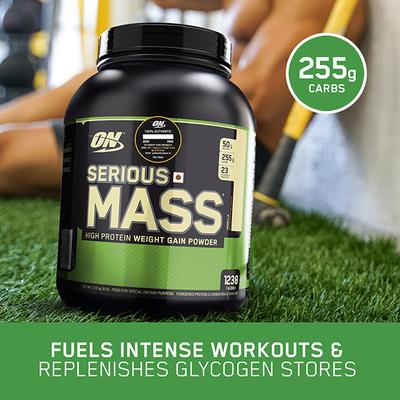 Optimum Nutrition (ON) Serious Mass Powder - Vanilla Flavour 3 lb - Workout Essentials