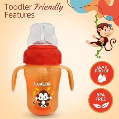 LuvLap Banana Time 2 in 1 Sipper - Orange 210 ml - Feeding & Nursing