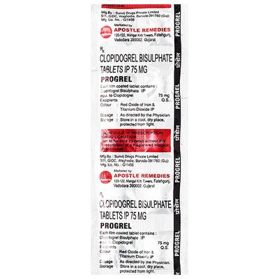 PROGREL 75mg Tablet 10's - Blood Clot-Ant