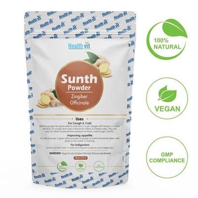 HealthVit Natural Sunth (Zingiber Officinale) Powder 100 gm - Herbal Dietary Supplement