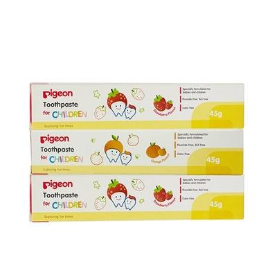 Pigeon Children Toothpaste Combo (Strawberry 2's + Orange 1's) 45 gm - Baby Oral Care