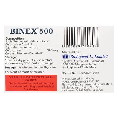 BINEX 500 Tablet 10's - Bacterial Infections-Cep