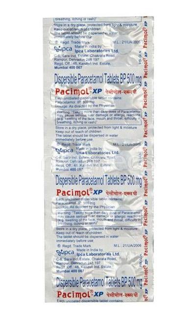 Pacimol XP Tablet 10'S - Fever-Ana