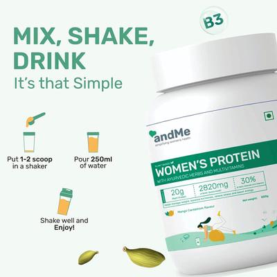 andMe Women's Protein Powder - Mango Cardamom 500 gm - Protein Drink