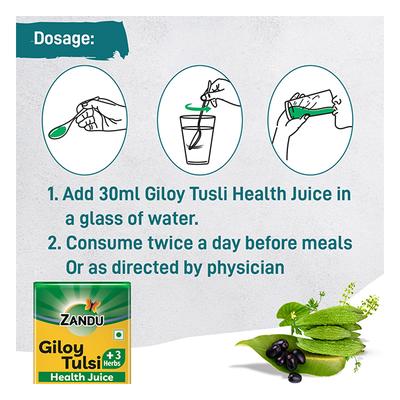 Zandu Giloy Tulsi + 3 Herbs Health Juice 1 litre - Ayurvedic Juices