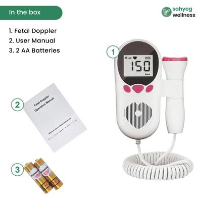 Sahyog Wellness Fetal Doppler with Built-in Speaker (White & Pink) - Health Monitors And Equipment