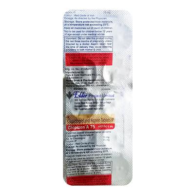 CLOPIZEN A 75 Tablet 10's - Blood Clot-Ant