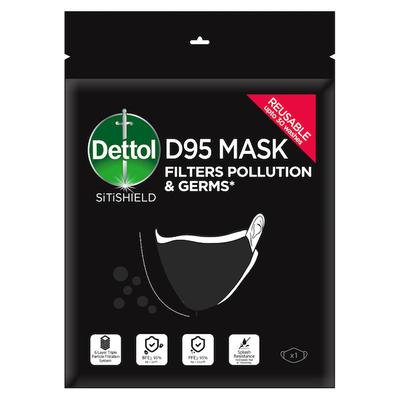 Dettol D95 Mask - Anti Virus, Reusable & Washable (Black, L) - Face Mask