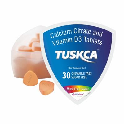LifeZen Tuskca Calcium with Vitamin D3 Chewable Tablet - Mixed Fruit 30's - Calcium And Minerals