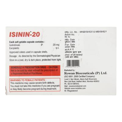 ISININ 20mg Capsule 10's - Acne-Acn