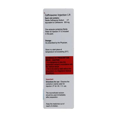 TROXONE 500 Injection 1's - Bacterial Infections-Cep